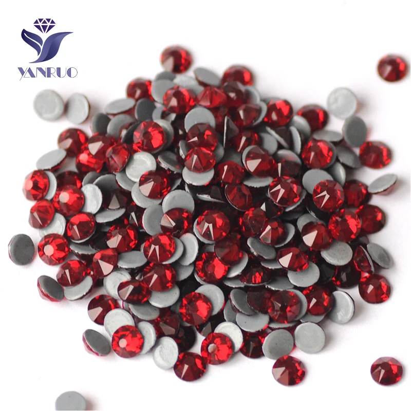 YANRUO 2088HF All Sizes Dark Siam Strass Hotfix Flatback Red Stones And Crystals Adhesive Rhinestones For Clothing