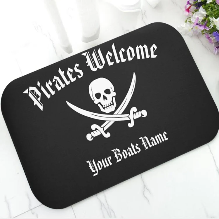 Классный пользовательский Добро пожаловать на пиратскую лодку Jolly Roger дверной коврик смешной черный пиратский флаг дверной коврик для передней двери коврик в гостиную ковер 80
