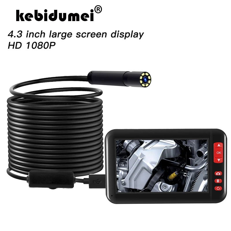 Эндоскоп HD с ЖК-дисплеем 4 3 дюйма 2 м 5 8 мм 1080P IP-камера USB Инспекция эндоскоп