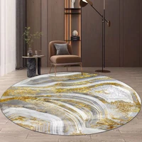 luxury carpets for living room yellow gold european style abstract marble round rug for bedroom decor home anti slip chair mat