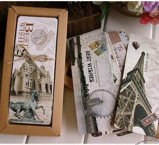 

30 шт./лот винтажный набор бумажных закладок с памятью Парижа/держатель бумаги/карта сообщений/крафт-пакет