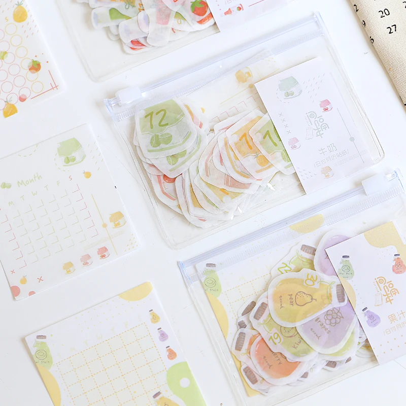 64 pcs/Pack Creative Month Calendar Writable Paper Stickers Decoration DIY Album Diary Scrapbooking Label Stationery | Канцтовары для