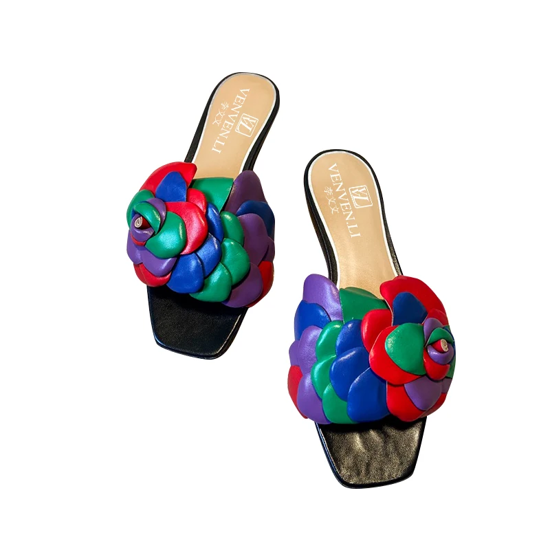 

2021 new Italian vvlCamellia jelly women's sandals, star slippers, summer outdoor, anti slip and wear resistantwith box bag
