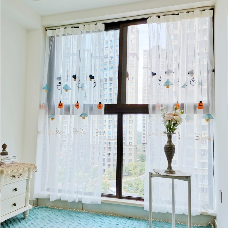 Занавеска на окна с вышивкой для детей газовая Штора гостиной спальни