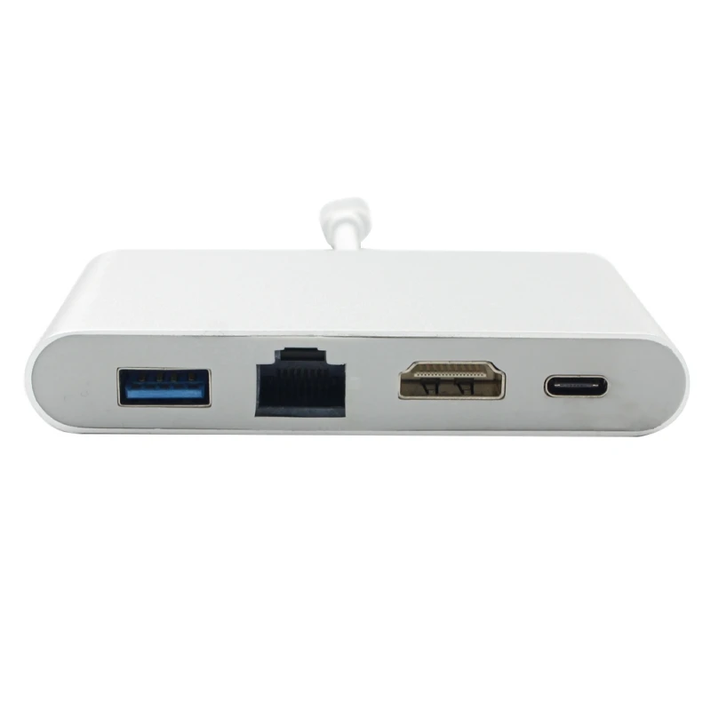 Type-C USB C к HDMI 4K + Gigabit Ethernet (порт RJ45) 3 0 1 Type адаптер Цифровой AV видео конвертер |