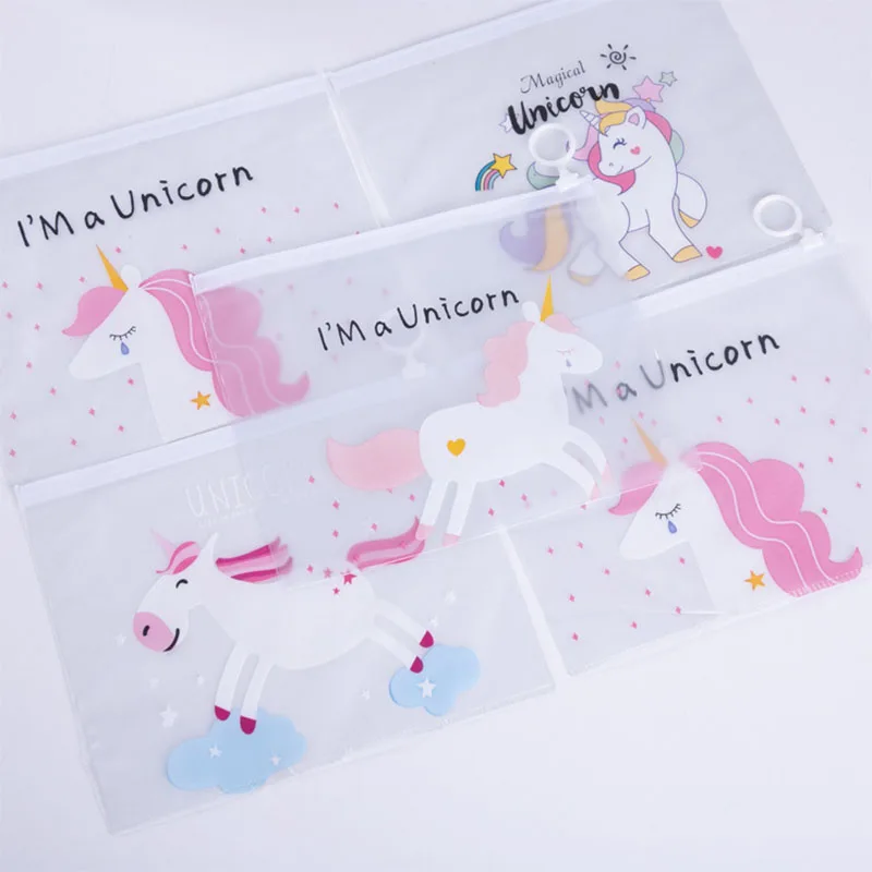 

Kawaii Unicorn Cactus Transparent Pencil Case Cosmetic Bag File Folder School Office Supplies Stationery Wholesale