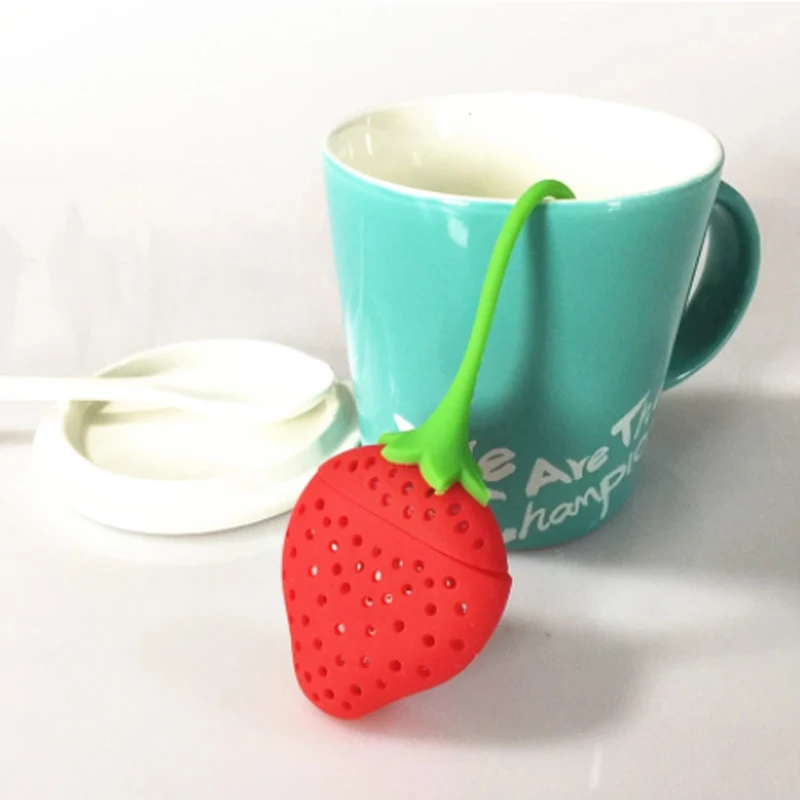 Силиконовые Клубника свободные ПЕРФОРИРОВАННОЕ ситечко для трав и специй фильтр