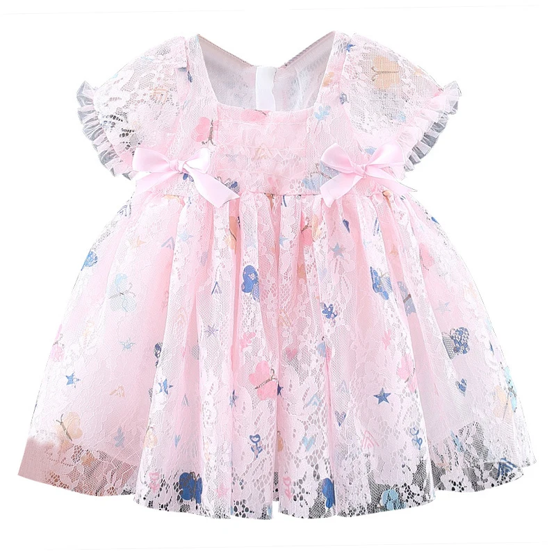 

Summer New Baby Born Girl Clothes Sleeveless Lace Printed Butterfly Princess Dress for Toddler Girls Baby Clothing