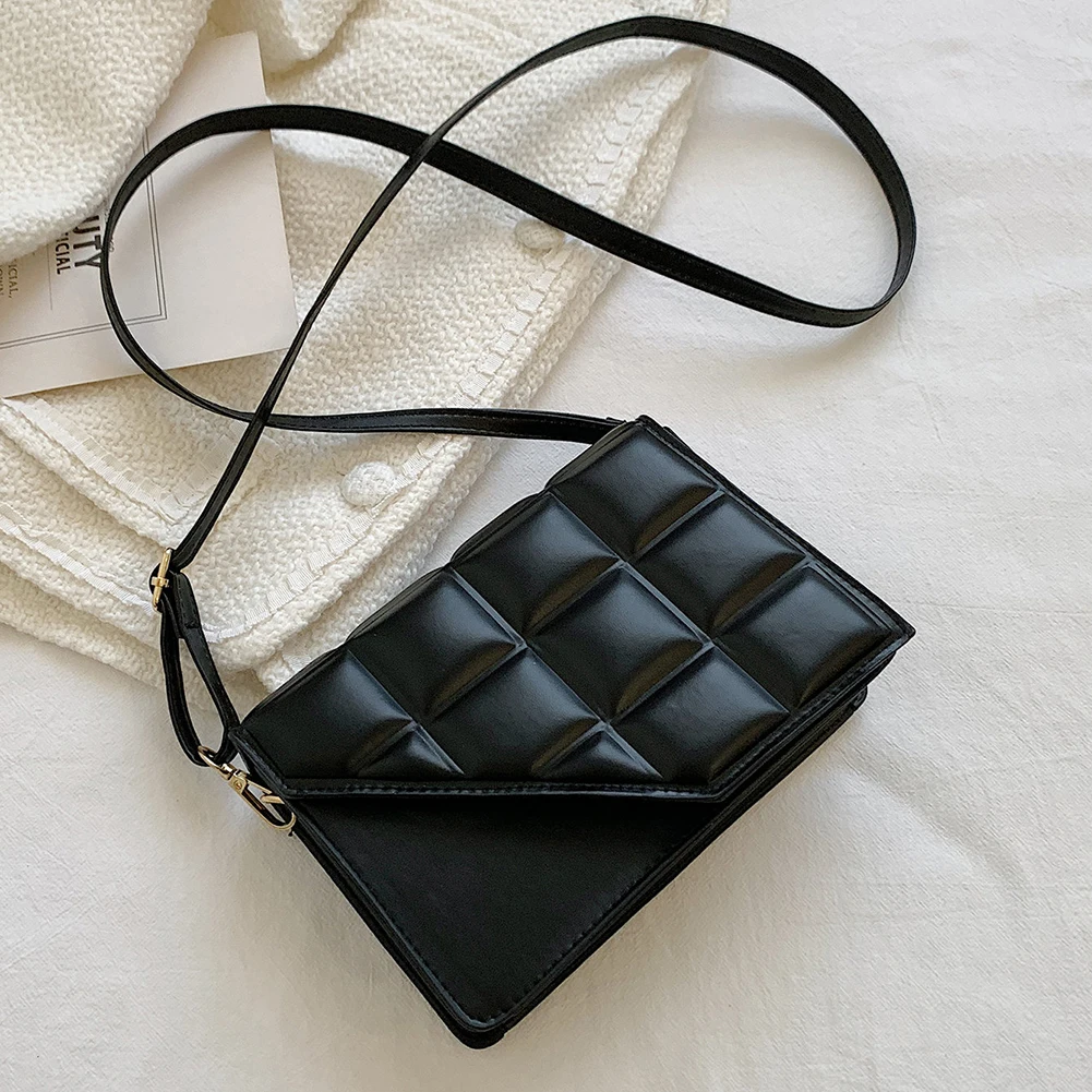 

Сумка кросс-боди Женская из экокожи, однотонный саквояж небольшой вместимости с тиснением с клапаном, Повседневная дорожная сумочка на рем...