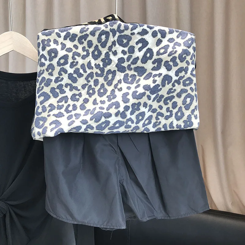 

French Retro Sexy Western Style Leopard Print Skirt Skirt Anti-glare Design