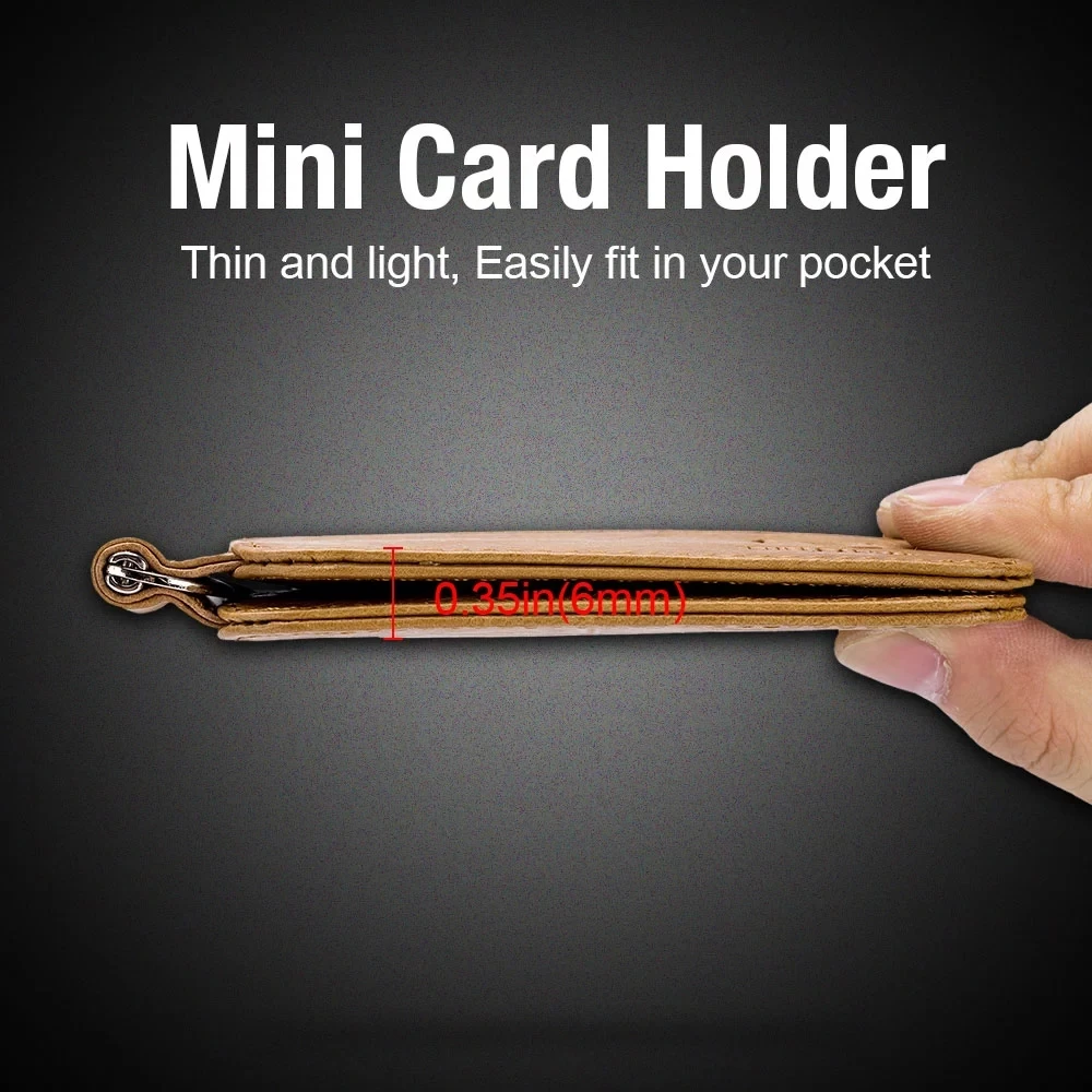 BULLCAPTAIN Leather Credit Card Holder Multi-Card Front Pocket Wallet With RFID Blocking Bi-fold business Leather Card Holder