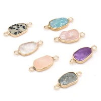 natural stone connector oval plating gilded edging exquisite charms for jewelry making diy bracelet necklace earring accessories