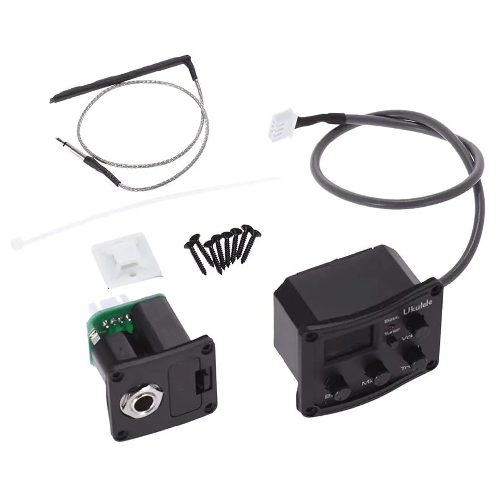 

For Ukulele Guitar Pickup Professional Accessories Parts Piezo Pickup Preamp 3-Band EQ Equalizer Tuner System With LCD Display