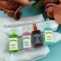 apeur 10pcspack 3d beer bottle alcohol drink resin beer charms earring keychain jewelry making