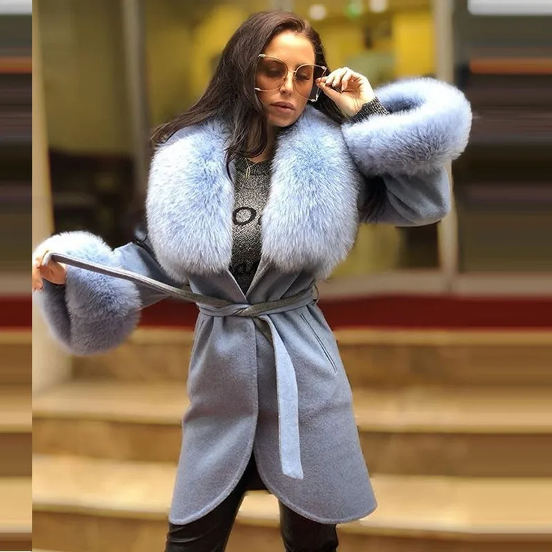 Новая модная шуба FURSARCAR из натурального меха для женщин с длинным воротником