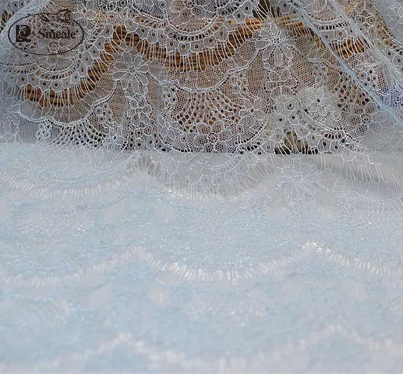 French Eyelash Lace Fabric 150cm Blue Pink Diy Exquisite Lace Embroidery Clothes Wedding Dress Accessories RS1687