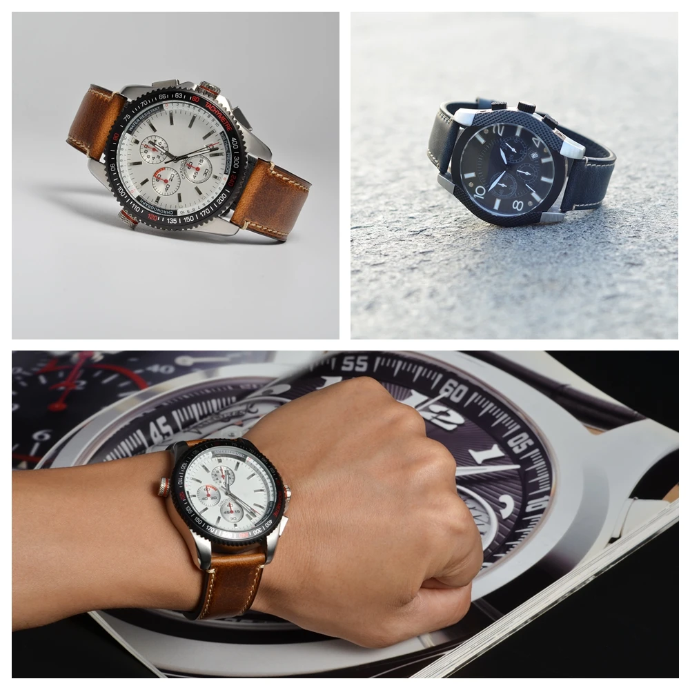 Ремешок для часов Anbeer в винтажном стиле кожаный немецкий браслет Крейзи Хорс