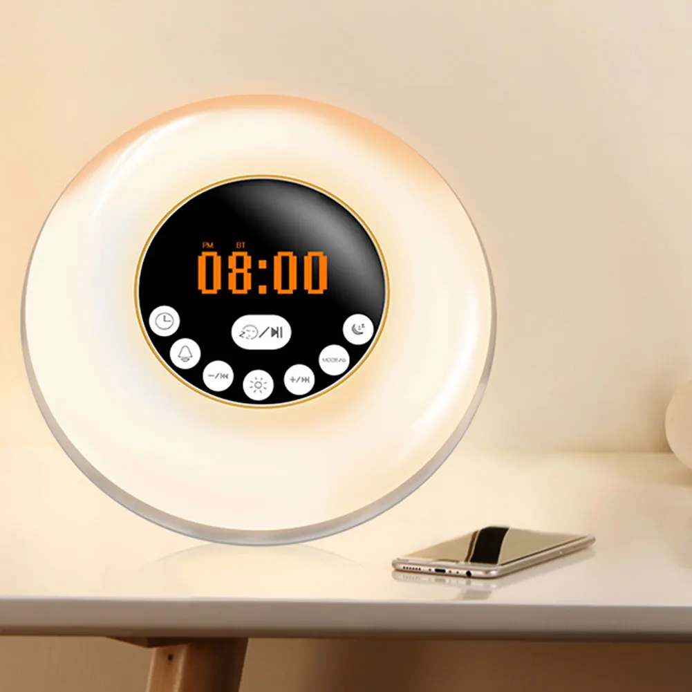 Wake Up Light Alarm Clock Sunrise/Sunset Simulation Luminous Digital Clock With FM Radio Night Light Touch Control Table Clocks