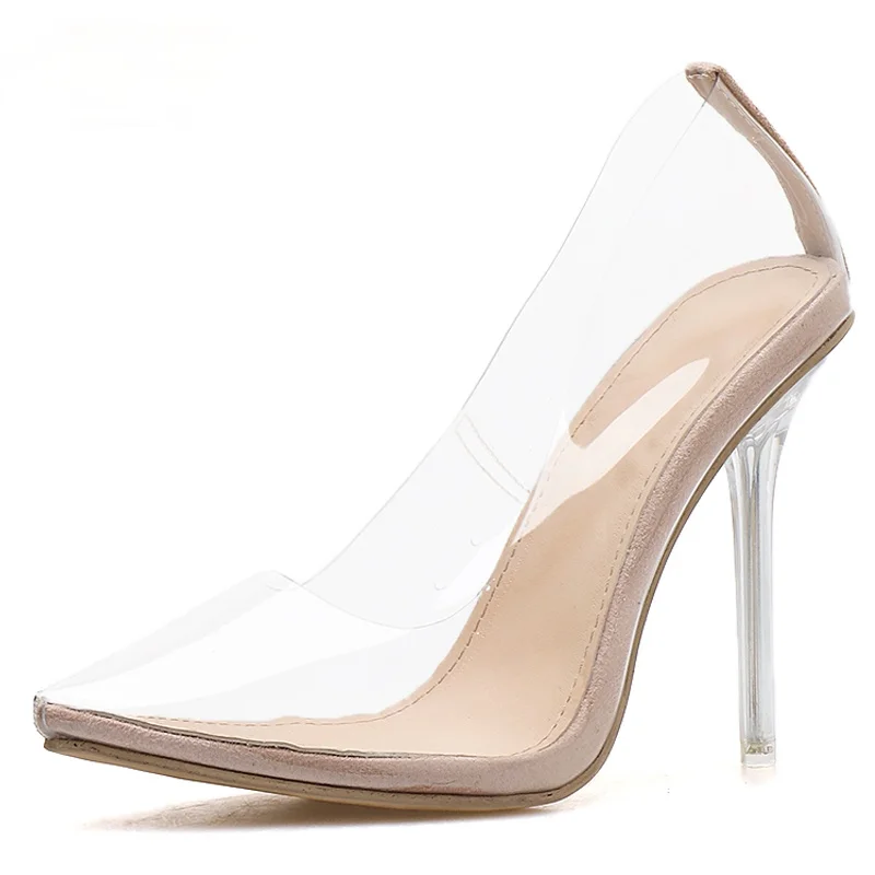 

2021 New Women Pumps PVC Transparent High Heels Sexy Pointed Toe Leopard Grain Party Shoes Lady Thin Heels Pumps Size 42