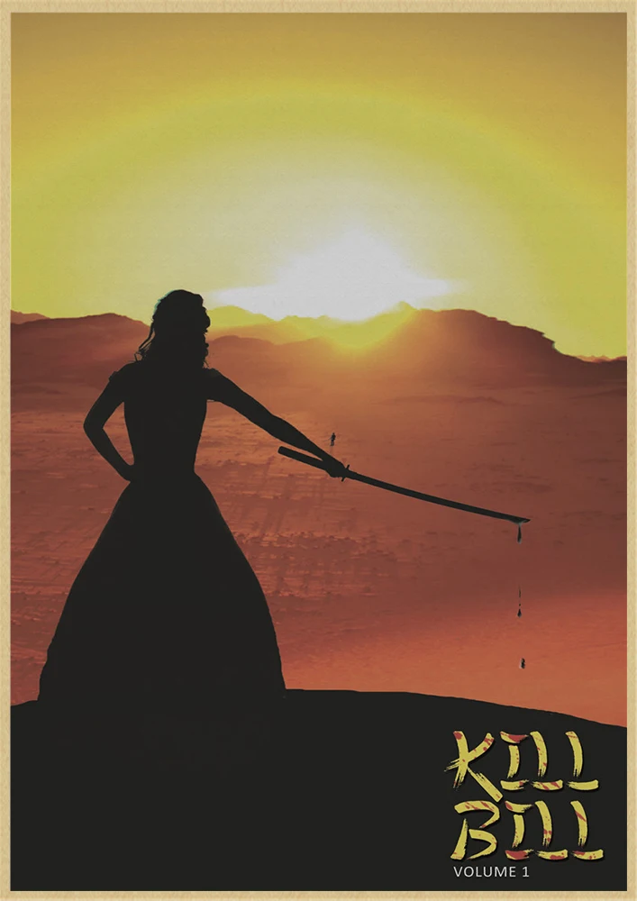 Kill Bill классический ретро фильм крафт бумага постер Бар Кафе гостиная столовая