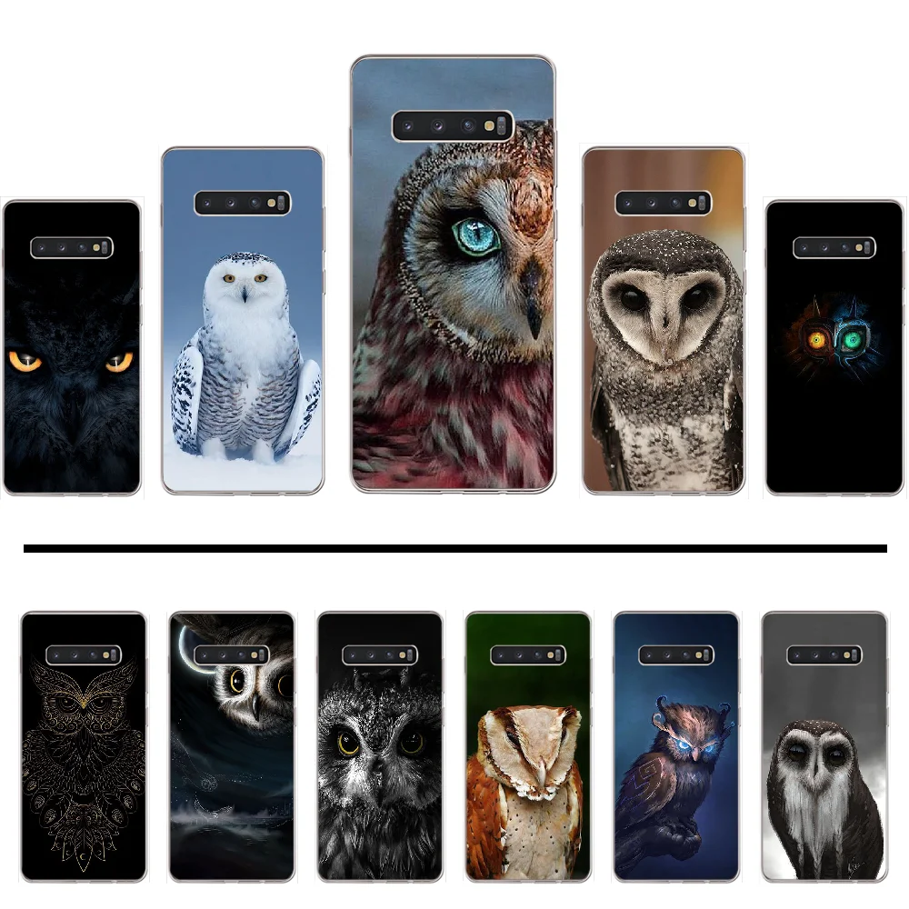 Сова ТПУ черный чехол для телефона Корпус Samsung Galaxy S5 S6 S7 S8 S9 S10 S10e S20 edge plus lite |