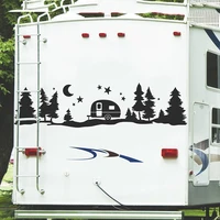 Large Camping Rv Starry Forest Mountain Car Wall Sticker Travel Camper Star Moon Tree Motorhome Decal Vinyl Home Decor C2800