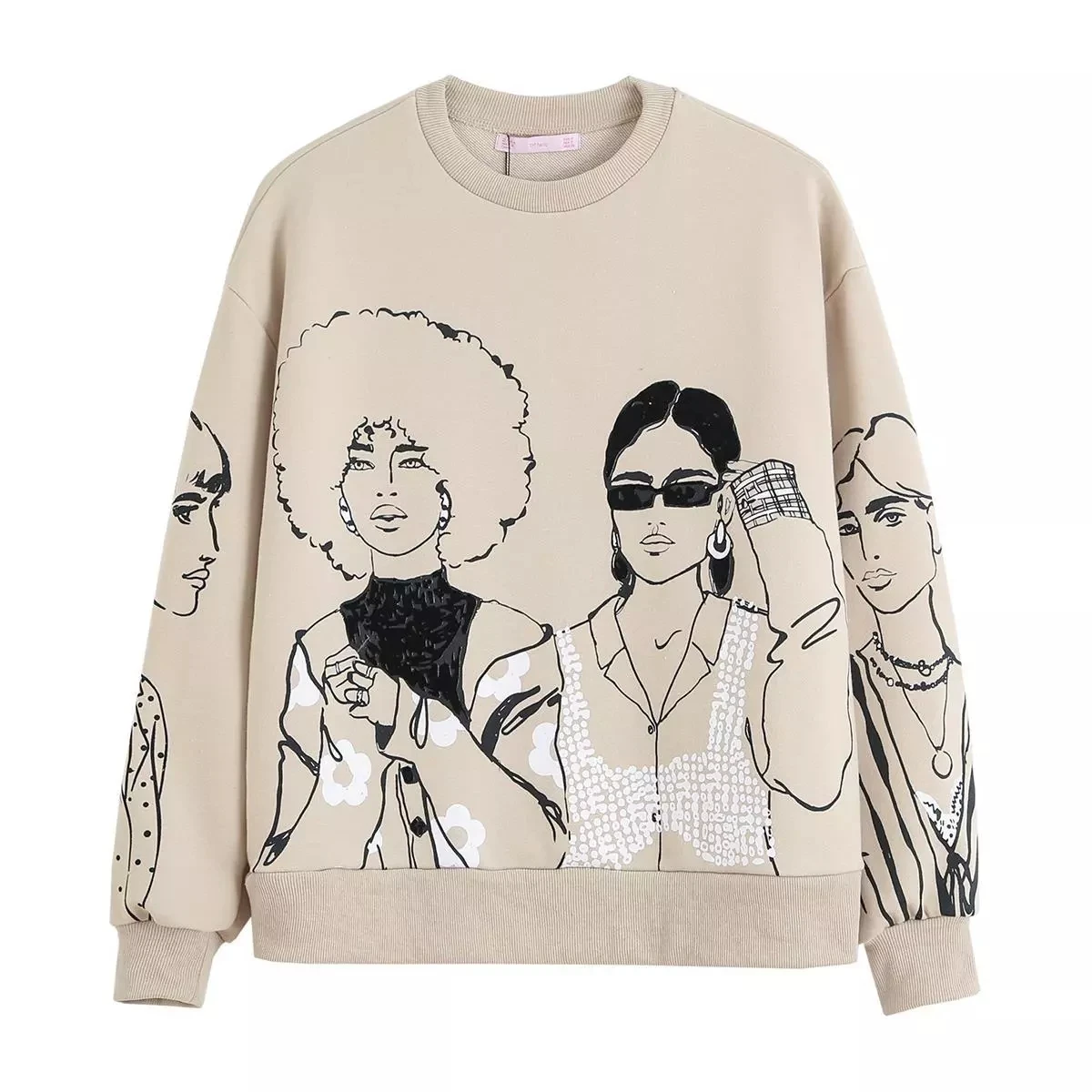 

New Women Sweatshirts Beautiful Girls Printed Long Sleeves O-Neck Chic Lady Fashion Casual Woman Pullover Hoodie Tops Clothes