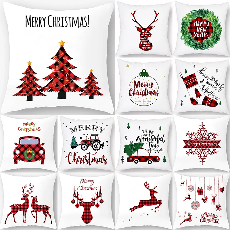 

Рождественская елка с принтом букв белый 45*45 см Рождественское украшение из полиэстера наволочка для подушки Новогодний Декор для дома нав...