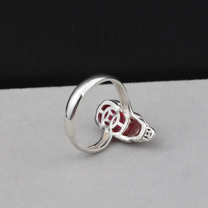 

silver ornaments black tiger lucky red corundum and restoring ancient ways is the mythical wild animal opening ring