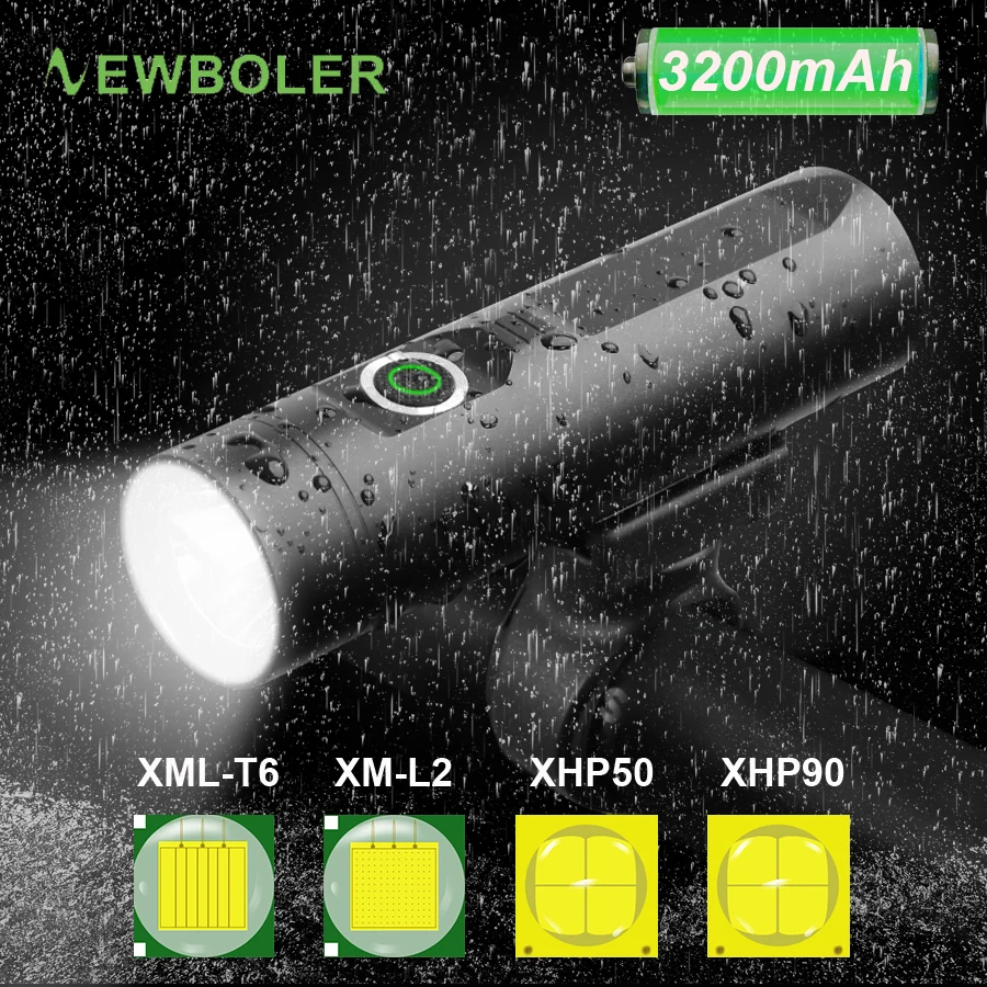 

NEWBOLER P90 P50 L2 T6 Bicycle Flashlight USB Chargeable LED Bike Headlight Waterproof Bike Light Front Cycling Lamp Accessories