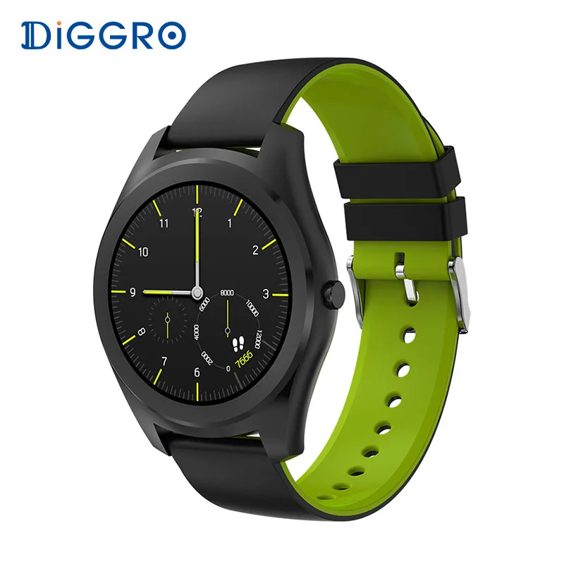 black and green Diggro DI03 IP67 водонепроницаемые Смарт-часы MTK2502C монитор сердечного ритма пульт дистанционного управления камера сообщение Push Smartwatch IOS Android - Цвет: black and green