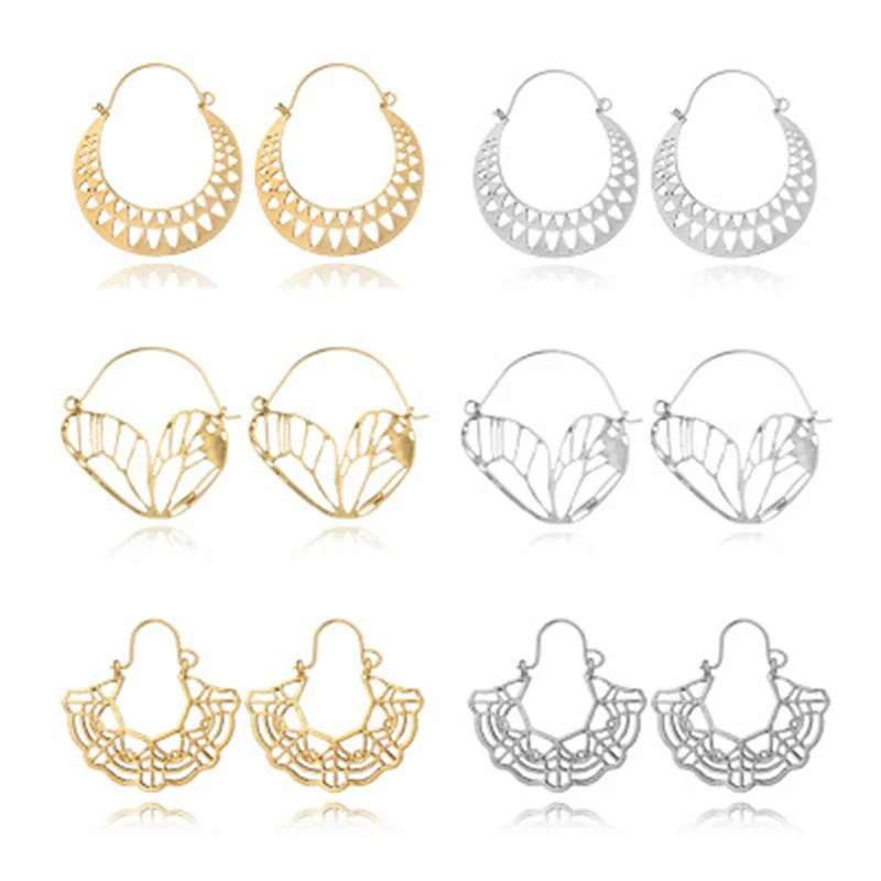 

Charmsmic Bohemian Style Hollow Basket Hoop Earrings Women Ethnic Vintage Gold Silver Color Flower High Quality Jewelry Gifts
