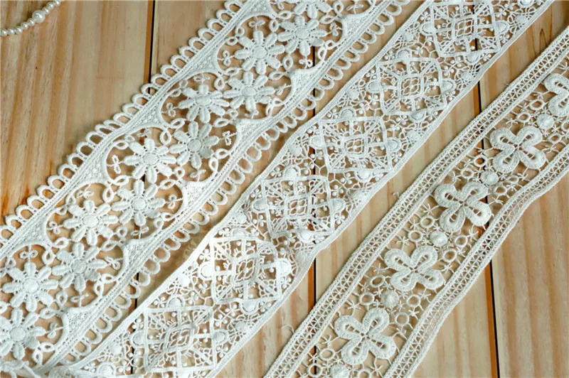 2 ярда хлопок кружево отделка Венеция Off-white Вязание крючком кружева цветочный