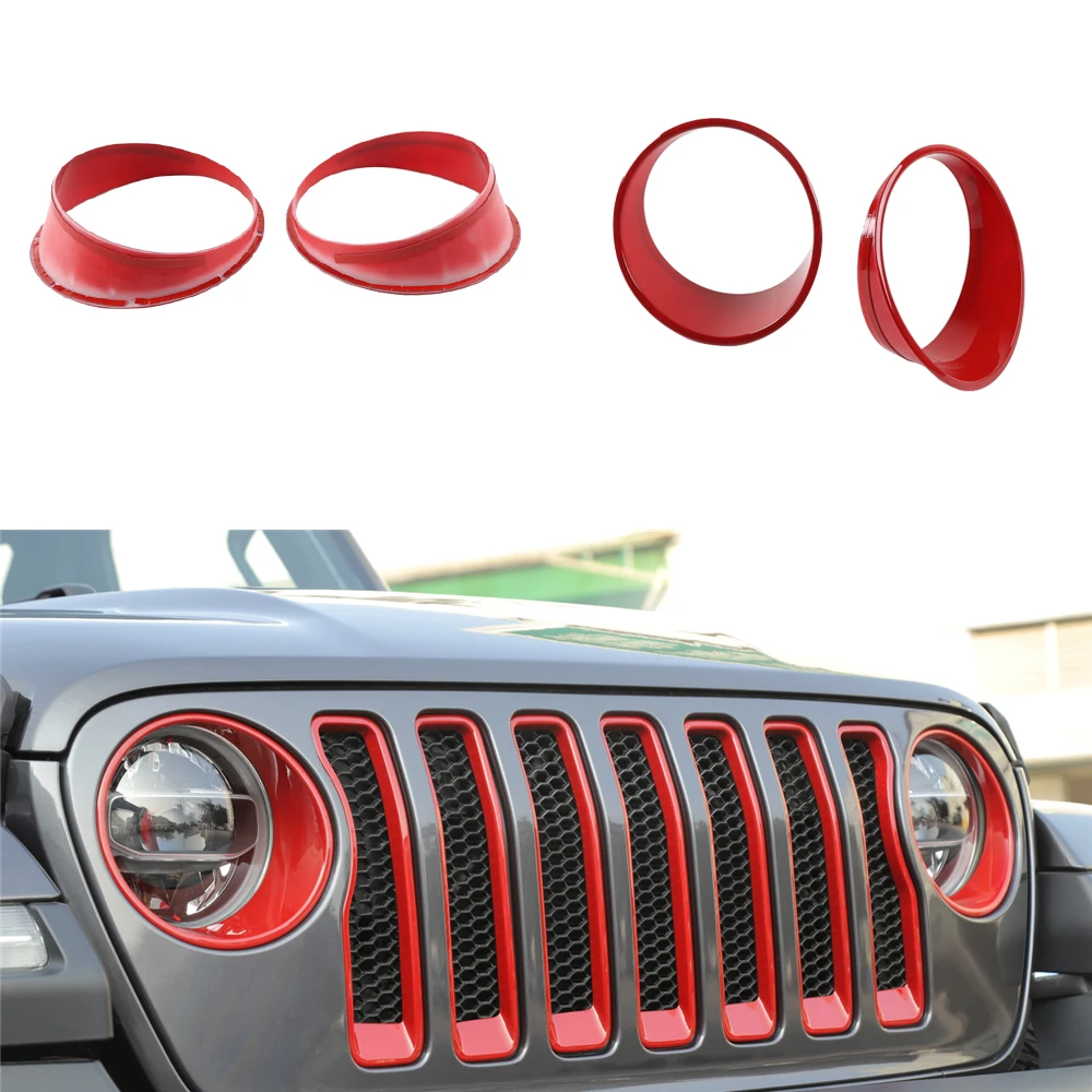 Передний светильник ободок наклейка Стикеры головной Накладка для Jeep Wrangler JL 2018