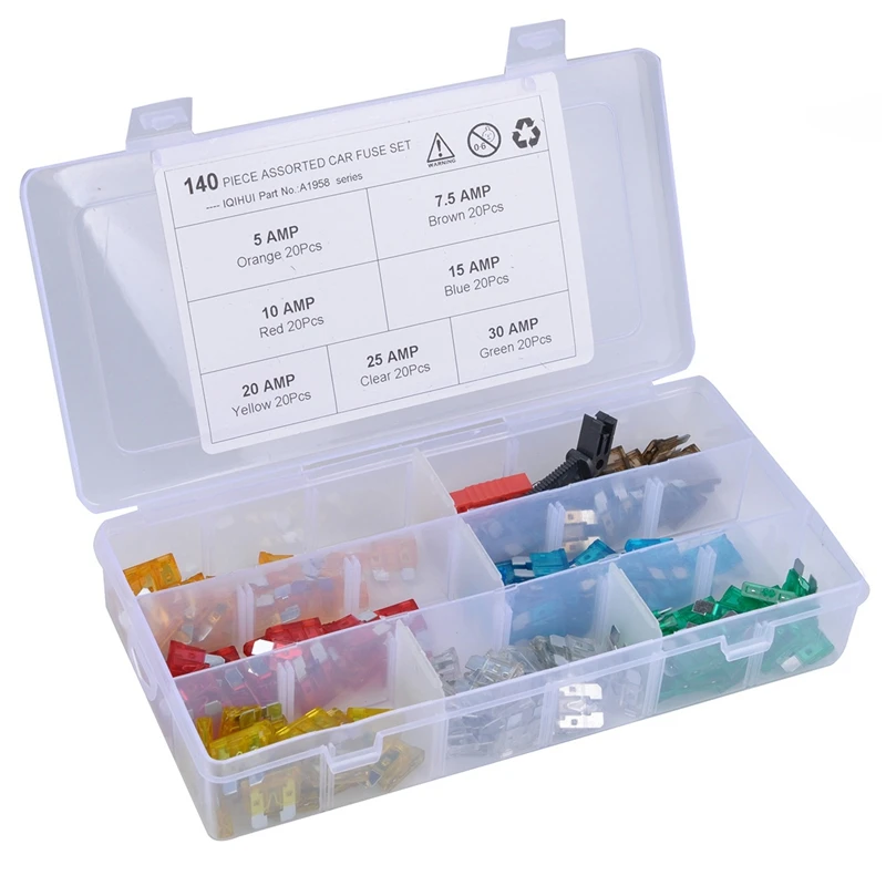 140 шт. набор предохранителей для автомобиля мотоцикла грузовика 5A 7.5A 10A 15A 20A 25A 30Amp