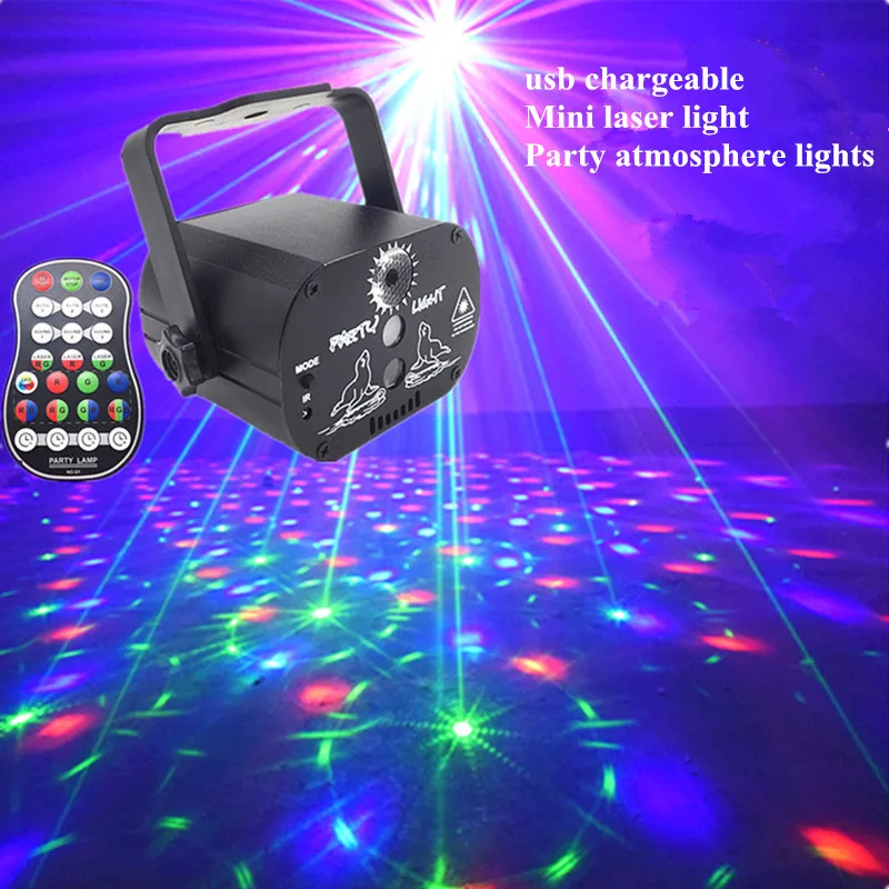 Мини лазерный светильник яркая вспышка звездная атмосферная лампа USB 60 узор с