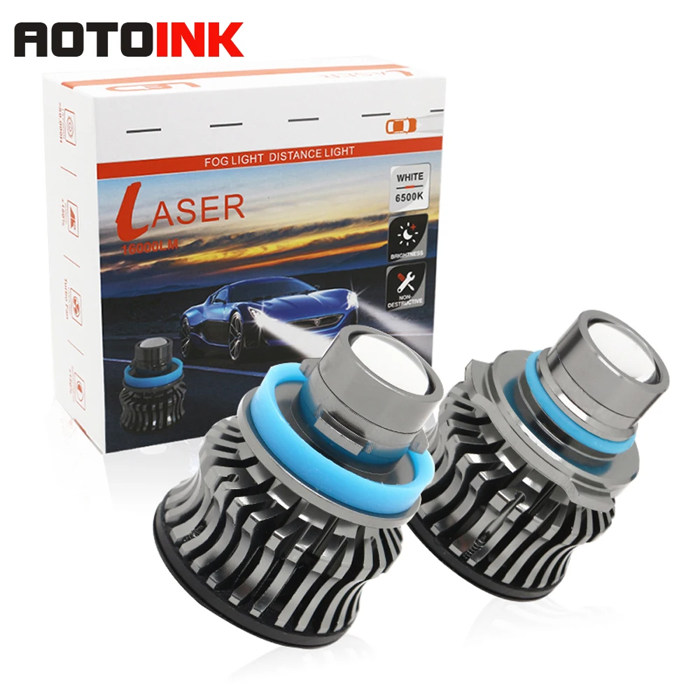 

AOTOINK LED H7 Led Bulbs with Lens Auto Fog Lamp H11 LED Projector Fog Light for Car H8 H9 9005 LED HB3 6000k HB4 45W Angle Eyes