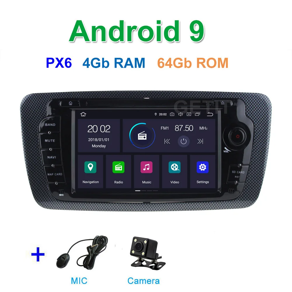 PX6 4G CAMERA PX6 DSP Android 9 Автомобильный DVD стерео плеер gps для сиденья Ibiza 2009-2013 с радио WiFi BT - Цвет: PX6 4G CAMERA