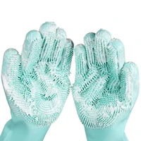 1pair dishwashing cleaning gloves magic silicone rubber dish washing glove for household scrubber kitchen clean tool scrub