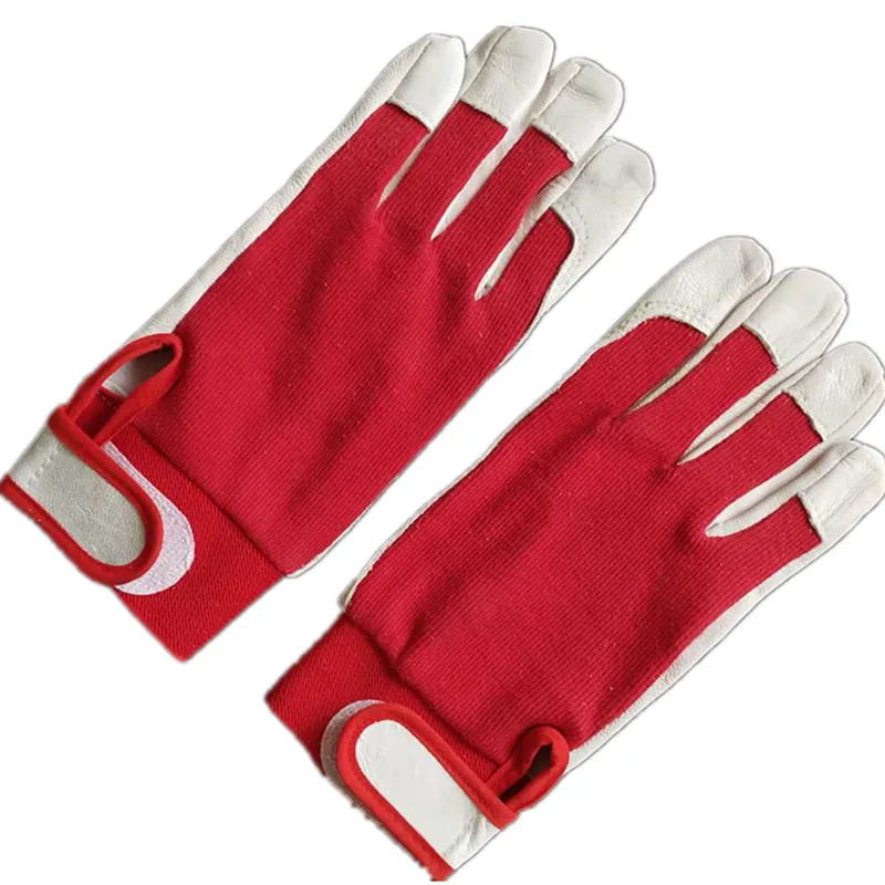 

Hot Labor Protection Gloves Sheepskin Cotton Work Type Red Safety Wear-Resistant Anti-Static Breathable Riding Auto Repair Glove