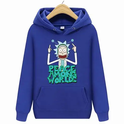Мужская модная толстовка с капюшоном Rick and marty, новинка, повседневные мужские толстовки с капюшоном, толстовки с принтом, толстовки с капюшоном Rick marty - Цвет: Синий