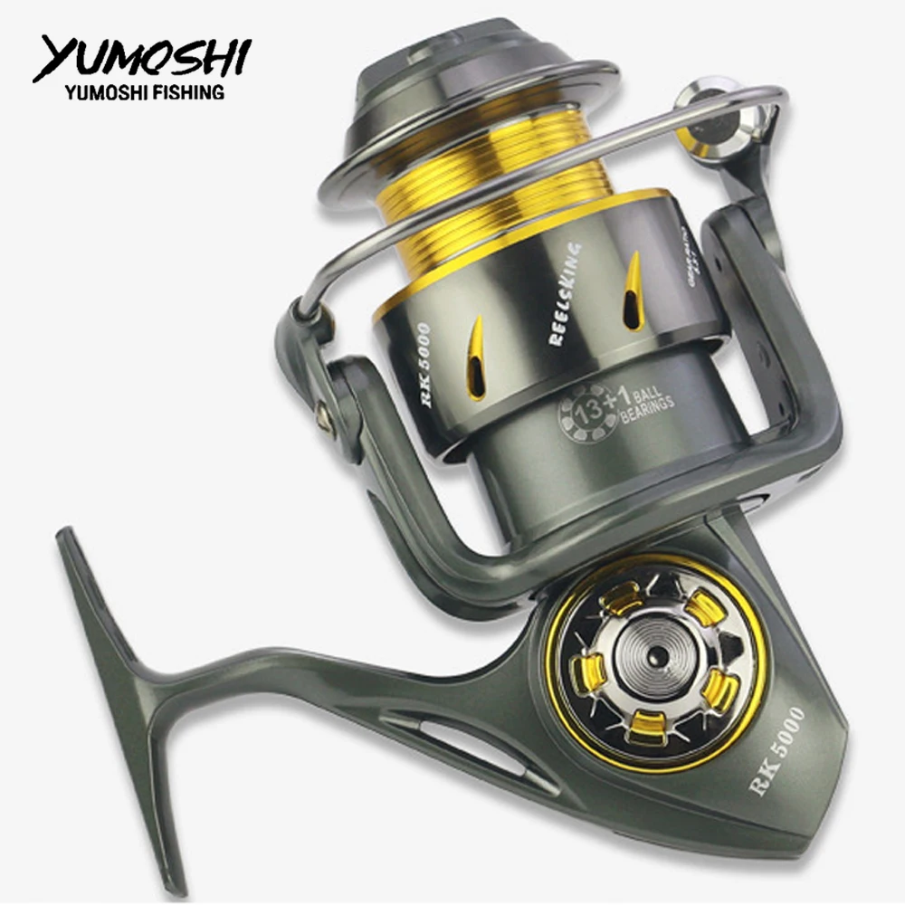 Spinning wheel fishing Reel 5000series fishing reels casting All-metal stainless Carbon brake Anti-seawater 13+1BB CNC rocker RK