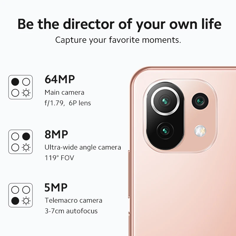 Tanie Globalna Wersja Xiaomi 11 Lite 5G NE Telefon Komórkowy 8GB RAM 128GB/256GB ROM Snapdragon 778G Octa Core 64MP Kamera 4250mAh Bateria