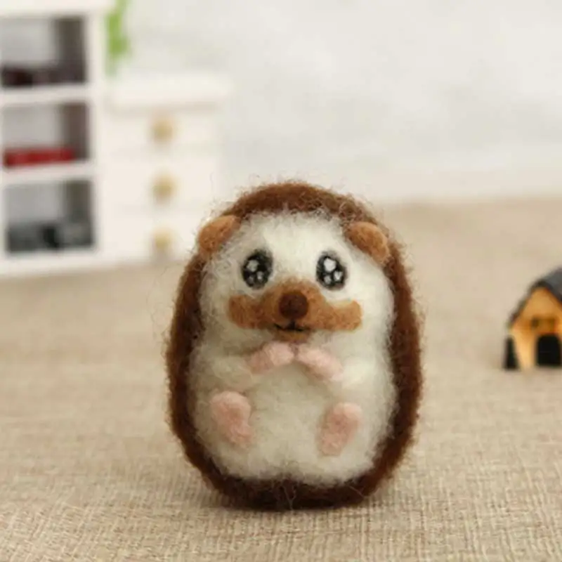 Non-Finished Felt Kit Creative DIY Handmade Needle Beginner Animal Hedgehog wool needle felted Kit No finished Gift for her