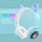 Bluetooth-наушники со светодиодный кошачьими ушками, ШПД 5,0, поддержка TF-карты, FM-радио, микрофоном