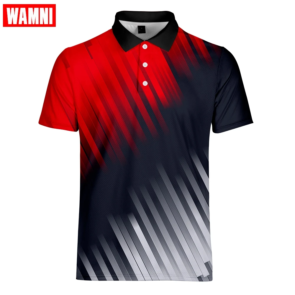 WAMNI Tennis Fashion Polo 3D рубашка Спортивная рубашка с отворотами плюс размер брендовые футболки-поло одежда футболки Топы Прямая поставка