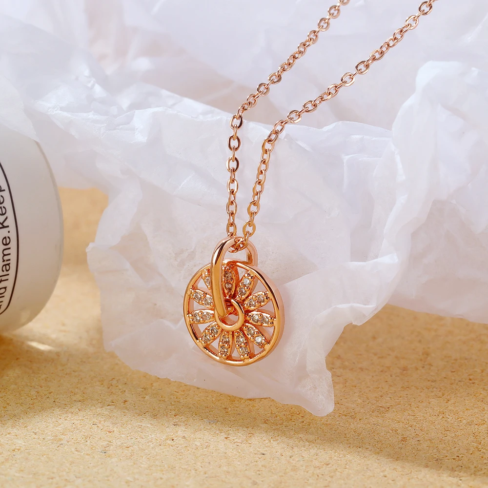 

JIALY Fashion 316L Stainless Steel Necklace Chain Rose Ferris Wheel Pendant Charm With Pave AAA CZ For Girl Women Jewelry