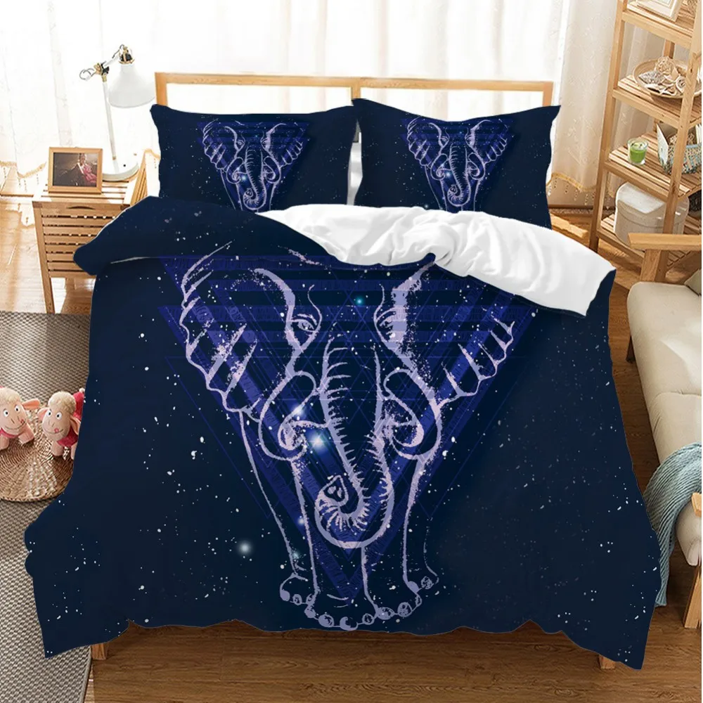 Набор постельного белья Dark Night с изображением животных пододеяльник со слоном