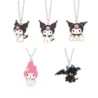 Kawaii Sanrio плюшевая моя мелодия Kuromi дьявол сплав ожерелье мультфильм Подвески Ювелирные изделия Милая бижутерия подарок для девочки женщины игрушка день рождения