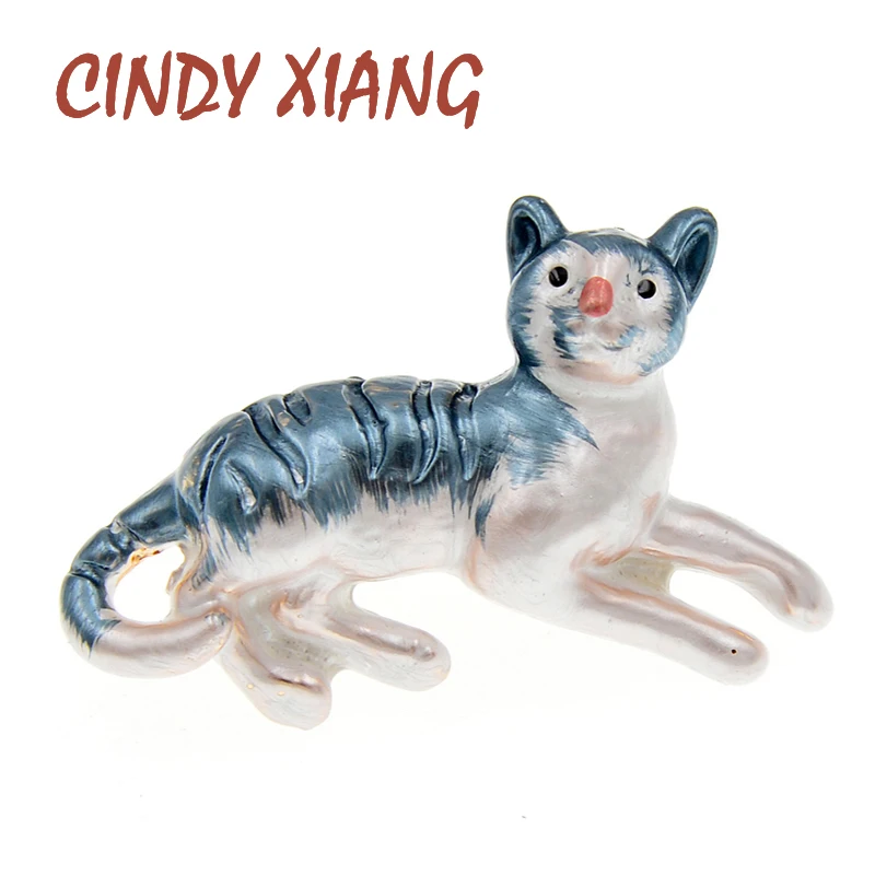 Женская эмалированная брошь Кошечка CINDY XIANG булавка в виде кота зимние ювелирные